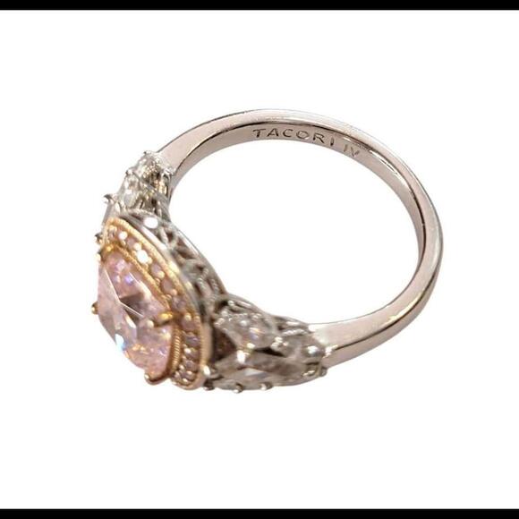 Tacori IV Padparadscha Sapphire, Diamonique, and Sterling Size 10.25 Ring - Picture 4 of 5